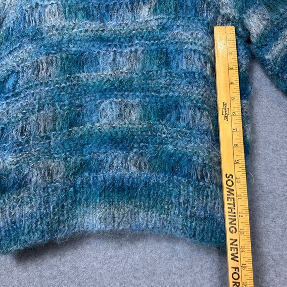 Vintage Bernat Klein Handmade Mohair Wool Teal Blue Green Sweater Med Scotland - Picture 8 of 11